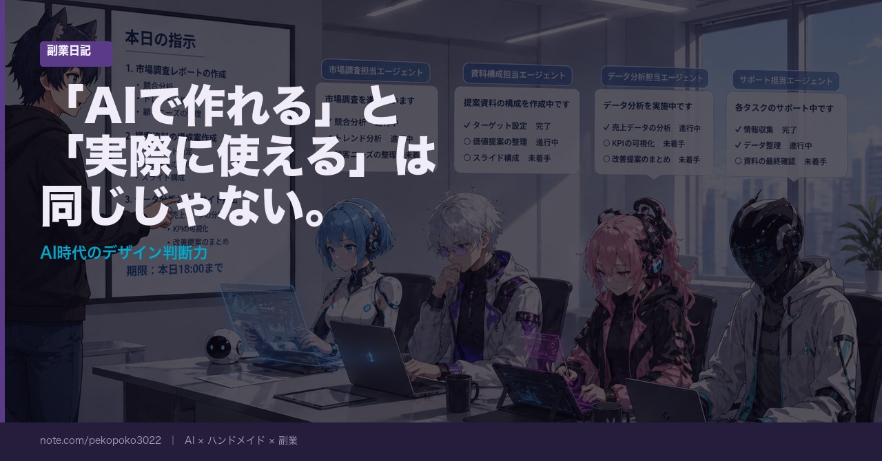 「AIで作れること」と「実際に使えるものを作ること」は、同じではない